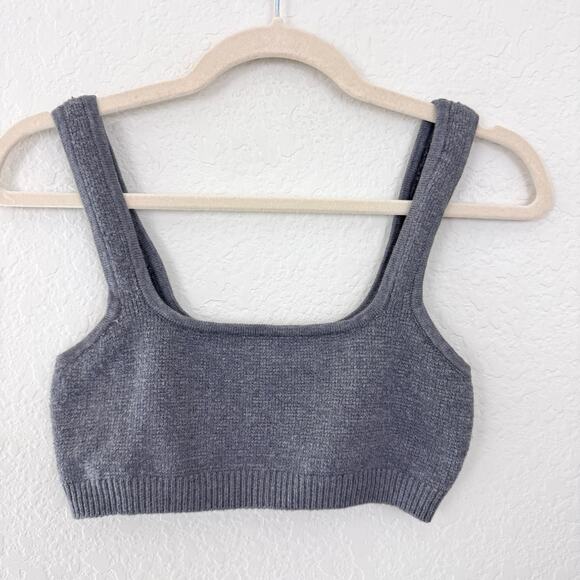 Skims Womens Textured Knit Bralette Size L Intimates Casual Dark Heather Gray - Picture 1 of 11
